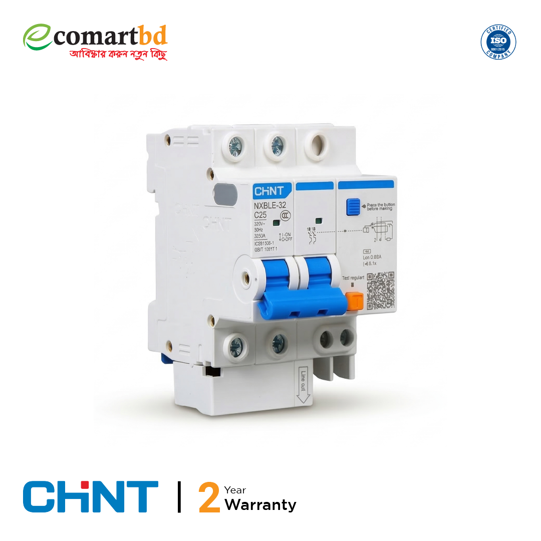 25A Residual Current Breaker with Over-Current (RCBO) 2 Pole