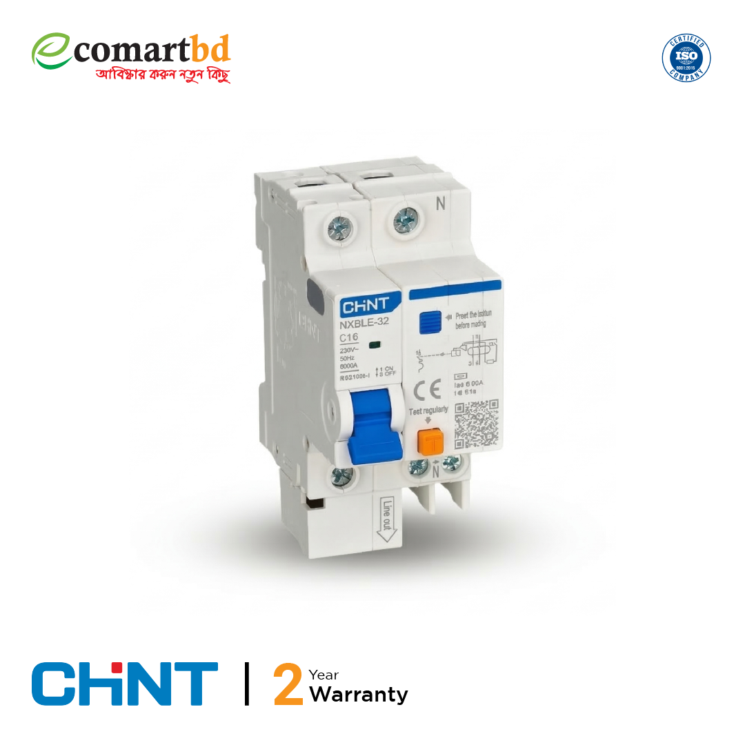 16A Residual Current Breaker with Over-Current (RCBO) 1P+N