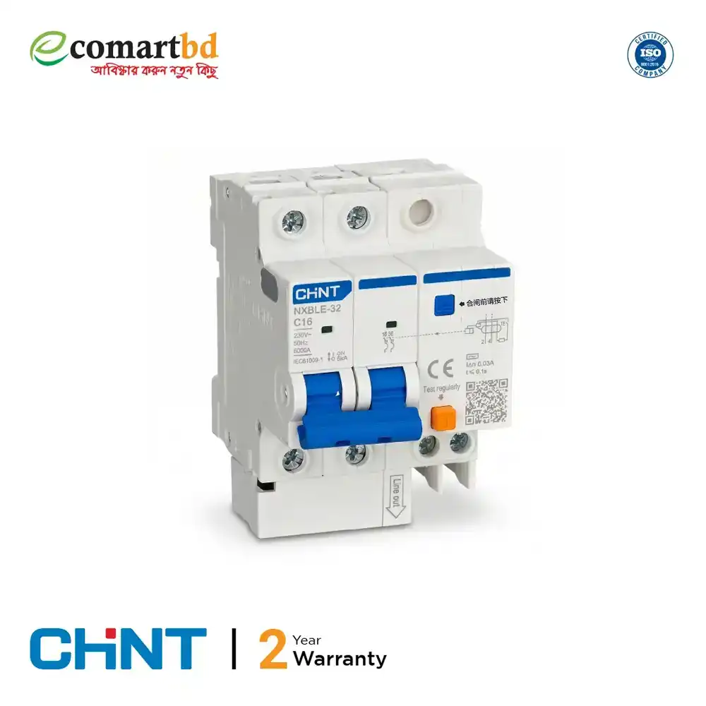 16A Residual Current Breaker with Over-Current (RCBO) 2 Pole
